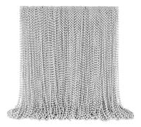 144 PCS Silver Bead Necklaces, Silver Mardi Gras Christmas Beads Necklace, Patriotic Necklaces, 33 Inch Beaded Necklace for Mardi Gras Christmas Party, 4th of July and New Year Eve Festive Events