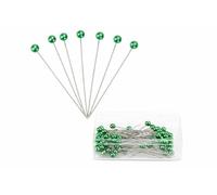 144 Pearl Head Dressmaking Pins 40mm x 0.58mm Sewing Craft Pins for Quilting, Tailoring, Fabric & DIY (Green)
