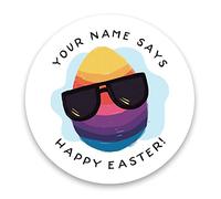 144 Personalised Cool Easter Egg Happy Easter Stickers For Children, Teachers & Parents - Colourful, Easy Peel Stickers With Strong Adhesive Glue [144 30mm Stickers]