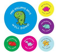 144 Personalised Dinosaur Well Done Reward Stickers For Children, Teachers & Parents - Colourful, Easy Peel Stickers With Strong Adhesive Glue [144 30mm Stickers]