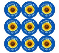 144 Personalised Sunflower 30 mm Glossy Stickers Crafting Gift Packaging Seal Labels