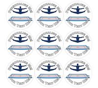 144 Personalised Trampoline 30mm Reward Stickers for Teachers, Parents, Gymnastics