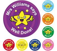 144 Personalised Well Done Star Reward Stickers For Children, School Teachers & Parents - Colourful, Easy Peel Stickers With Strong Adhesive Glue [144 30mm Stickers]