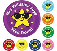 144 Personalised Well Done Star Reward Stickers For Children, School Teachers & Parents - Colourful, Easy Peel Stickers With Strong Adhesive Glue [144 30mm Stickers]