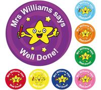 144 Personalised Well Done Star Reward Stickers For Children, School Teachers & Parents - Colourful, Easy Peel Stickers With Strong Adhesive Glue [144 30mm Stickers]