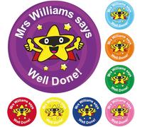 144 Personalised Well Done Star Reward Stickers For Children, School Teachers & Parents - Colourful, Easy Peel Stickers With Strong Adhesive Glue [144 30mm Stickers]