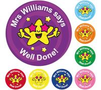 144 Personalised Well Done Star Reward Stickers For Children, School Teachers & Parents - Colourful, Easy Peel Stickers With Strong Adhesive Glue [144 30mm Stickers]