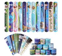 144 Pieces Bible Verses Slap Bracelets Religious Christian Slap Bracelets Scripture Inspirational Spiritual Bible Wristbands Bracelets for Church Gatherings and Additional Activities,12 Styles, steel