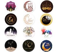 144 Pieces Eid Mubarak Stickers Muslim Ramadan Party Stickers Self Adhesive Ramadan Decoration Paper Sticker Gift Seal Sticker Labels for DIY Ramadan Party Treat Favor Bags Supplies Decorations