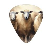 144 Pieces Guitar Picks in Bulk, 3 Pcs Different Thickness Custom Guitar Picks with Storage Box, Sheep Guitar Accessories, Watercolor Guitar Accessories for Bass, Electric Guitar