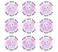 144 Pink Elephants Personalised 30 mm Reward Stickers for School Teachers, Nursery, Baby Showers