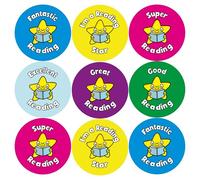 144 Reading Star Reward Stickers for Children, Teachers & Parents - Colourful, Easy Peel With Strong Adhesive Glue [144 30mm]