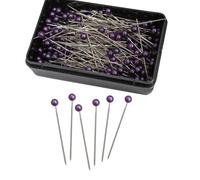 144 Silver Pearl Headed Craft Pins 40 x 0.58mm In Handy Plastic Box (Purple)