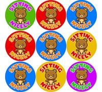 144 Sitting Nicely Bear Themed 30mm Reward Stickers for School Teachers Parents