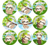 144 Smart Sloth Praise Words 30 mm Reward Stickers for School Teachers, Parents