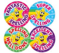 144 Spelling Superstar Rainbow Reward Stickers for School Teachers 30mm