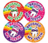 144 Super Teeth Brushing Reward Stickers (30mm) Teeth Stickers For Children, Parents, Teachers, Dentists, MyClassroom