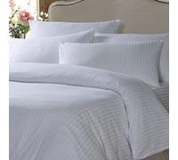 144 Thread Count Flame Retardant Satin Stripe Single Size White Duvet Cover