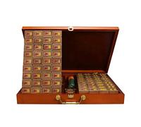 144 Traditional Chinese Mahjong Set, Solid Hand-Rubbed Tiles with Aluminum Storage Box for Party Games, Collectors, and Gifts