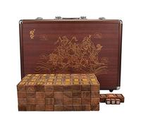 144 Traditional Chinese Mahjong Set, Solid Hand-Rubbed Tiles with Aluminum Storage Box for Party Games, Collectors, and Gifts