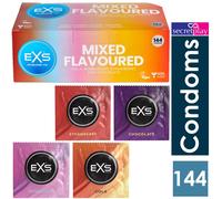 144 x Exs Condoms | Regular Extra Safe Snug Fit Large Air Thin Delay Flavoured