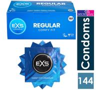 144 x Exs Condoms | Regular Extra Safe Snug Fit Large Air Thin Delay Flavoured