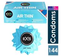 144 x Exs Condoms | Regular Extra Safe Snug Fit Large Air Thin Delay Flavoured