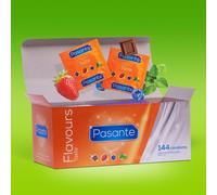 144 x Pasante Flavours Taste Condoms | Flavoured Mint Strawberry Chocolate