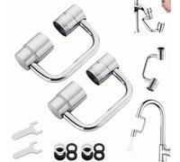 1440° Rotatable Faucet Aerator Extension, 1080° Rotating Faucet Extender, Rotating Swivel Aerator Extender, Kitchen Bathroom Sink Faucets Sprayer Attachment with 2 Mode Splash (2pcs)