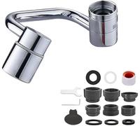 1440° Rotatable Faucet Aerator Extension,360° Swivel Multifunctional Splash-Proof Tap Attachment,Universal U-Shaped Faucet Extender with 2 Water Outlet Modes,for Kitchen & Bathroom Sinks (Silver)