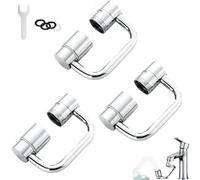 1440° Rotatable Faucet Aerator Extension - Universal Adjustable Swivel Sprayer for Kitchen & Bathroom Sink, 2 Spray Modes, Easy-Install No-Leak Design (3pcs)