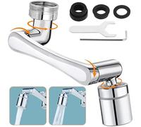 1440°Rotatable Faucet Extender Aerator, 2 Spray Mode Filter Kitchen Sink Tap, Splash Proof Swivel Faucet Adapter, Robotic Arm Extension Faucet, Universal Water Tap Attachment for Bathroom(Silver)
