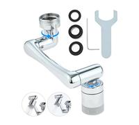 1440° Rotatable Faucet Extender Aerator, Swivel Robotic Arm Tap Extension for Kitchen Sink, Multifunctional Spray Head with Filter 2 Modes Solid Brass Attachment for Bathroom