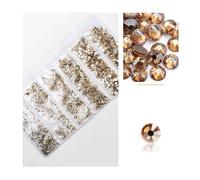 1440pcs 20Colors Glitter 3D Flatback Glass Nail Art Clear Crystal AB Rhinestones Shiny Gem Manicure Accessories for Nail and Face Art, Craft Decoration(Champagne)