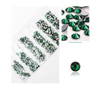 1440pcs 20Colors Glitter 3D Flatback Glass Nail Art Clear Crystal AB Rhinestones Shiny Gem Manicure Accessories for Nail and Face Art, Craft Decoration(Emerald)