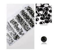 1440pcs 20Colors Glitter 3D Flatback Glass Nail Art Clear Crystal AB Rhinestones Shiny Gem Manicure Accessories for Nail and Face Art, Craft Decoration(Black)