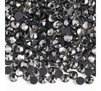 1440Pcs Black Rhinestone Crystal, Clear Flat Back Non-Stick Crystal, Round 14 Facets Resin Rhinestones Arts and Crafts, Embellishment Gems for Crafts Clothes DIY Decoration (SS10, 2.7-2.9mm)
