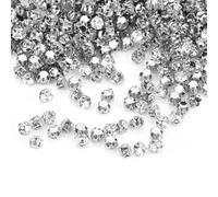 1440pcs Sew on Rhinestones, 4mm Rhinestones for Crafting Claw Flatback Crystal Rhinestones Metal Flatback with Claw for Jewelry, Clothes,Shoes,Costume (Silver)