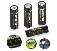 14430 Battery, JESSPOW 14430 3.2V 450mAh LiFePo4 Rechargeable Solar Battery for Solar Panel Outdoor Garden Lights - 4 Pack