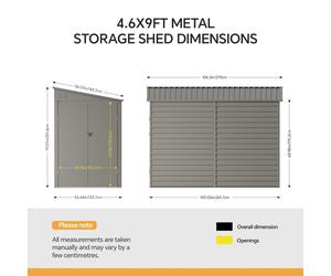 144cm Wide Metal Garden Storage Shed with Pent Roof