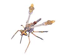 144PCS 3D DIY Metal Steampunk Insect Mechanical Mosquito Assembled Model, High Precision Metal Parts, Golden Wings & Metallic Fuselage, Creative Desktop Ornament, Handmade Decoration for Home Office