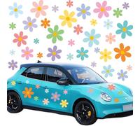 144PCS Boho Daisy Car Decal Colorful Y2k Floral Wall Sticker Removable Waterproof Vinyl Flower Stickers Decal Decor for Camper Van Auto Windows Wall Laptop Luggage Decorations (Multicolor 12Sheets)