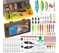144PCS Fishing Lures Mixed,Tackle Box Included Crankbaits, Spoon, Hooks, Jigs, Weights and More Other Accessories, Fishing Bait Lure Gear Kit Gifts for Men Bass Freshwater