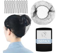 144Pcs Hair Net - 24 inches Invisible Nylon Hair Nets - Perfect for Hair Bun, Ballet Dancer, & Kitchen Food Servic (Black)