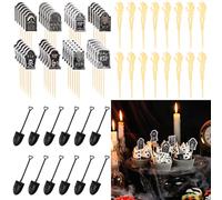 144Pcs Halloween Cupcake Toppers, 48 Tombstones Graveyard Cupcake Picks 48 Mini Shovel Spoons 48 Horror Zombie Hand Cake Topper Cake Decorations for Halloween Ghost Party Decoration Supplies