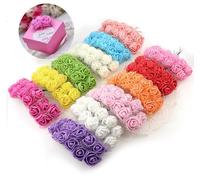 144pcs Mini Artificial Rose Flower Heads and Soft Stem,25mm PE Tiny Rose add Gauze for DIY Wedding Make Bridal Hair Clips,Cake Top,Wrist Corsage Boutonniere,Wreath Bracelet Flower (12 Colors)