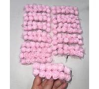 144pcs Mini Artificial Rose Flower Heads and Soft Stem,25mm PE Tiny Rose add Gauze for DIY Wedding Make Bridal Hair Clips,Cake Top,Wrist Corsage Boutonniere,Wreath Bracelet Flower (Light Pink)