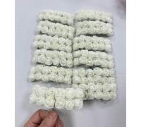 144pcs Mini Artificial Rose Flower Heads and Soft Stem,25mm PE Tiny Rose add Gauze for DIY Wedding Make Bridal Hair Clips,Cake Top,Wrist Corsage Boutonniere,Wreath Bracelet Flower (Ivory White)