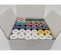 144pcs Multi-Colors Prewound Bobbins Size A, 40S/2 Spun Polyester Thread 34wt, Plastic Sided, Size A, Class 15, 15J, SA156, 11 Colors Bobbin by 8pcs per Color, 16pcs Black Color and 40pcs White Color