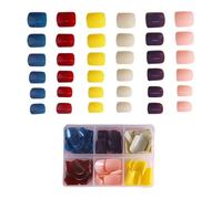 144x/Box Solid Color False Nails Short Press On Nails Soft Gels Nails Tips Artificial Nails Full Stick On Nails